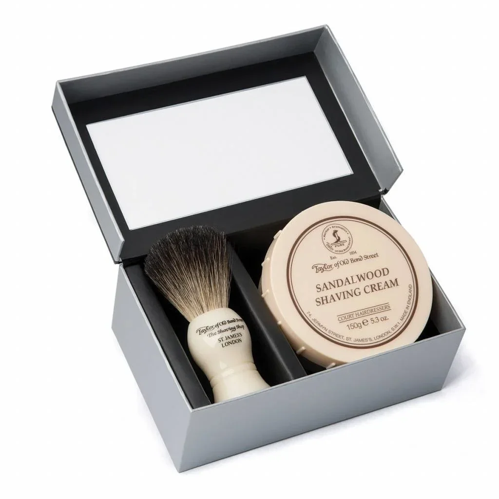 Taylor of Old Bond Street Dassenharen scheerkwast & Shavingcream Sandalwood