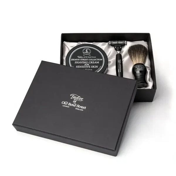 Taylor of Old Bond Street Dassenharen scheerkwast, Scheermes & Shavingcream 150g Jermyn Street Collection