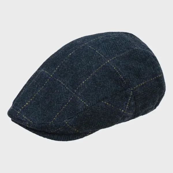 Sophos Lifestyle Engelse flat Cap visgraat / ruit Navy