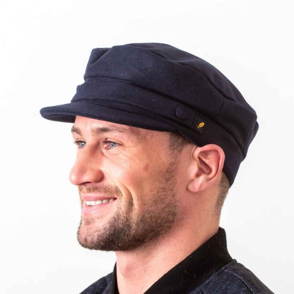 Hatman of Ireland Fisherman / Skipper Cap Melton Wol Navy