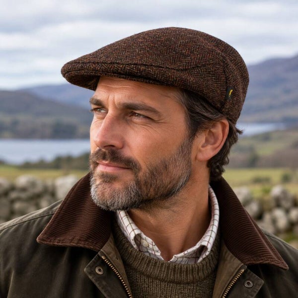 Hatman of Ireland Traditional Flat cap 100% new Wool, Whiskey Bruin