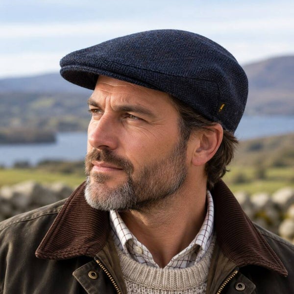 Hatman of Ireland Traditional Flat cap 100% new Wool, Navy