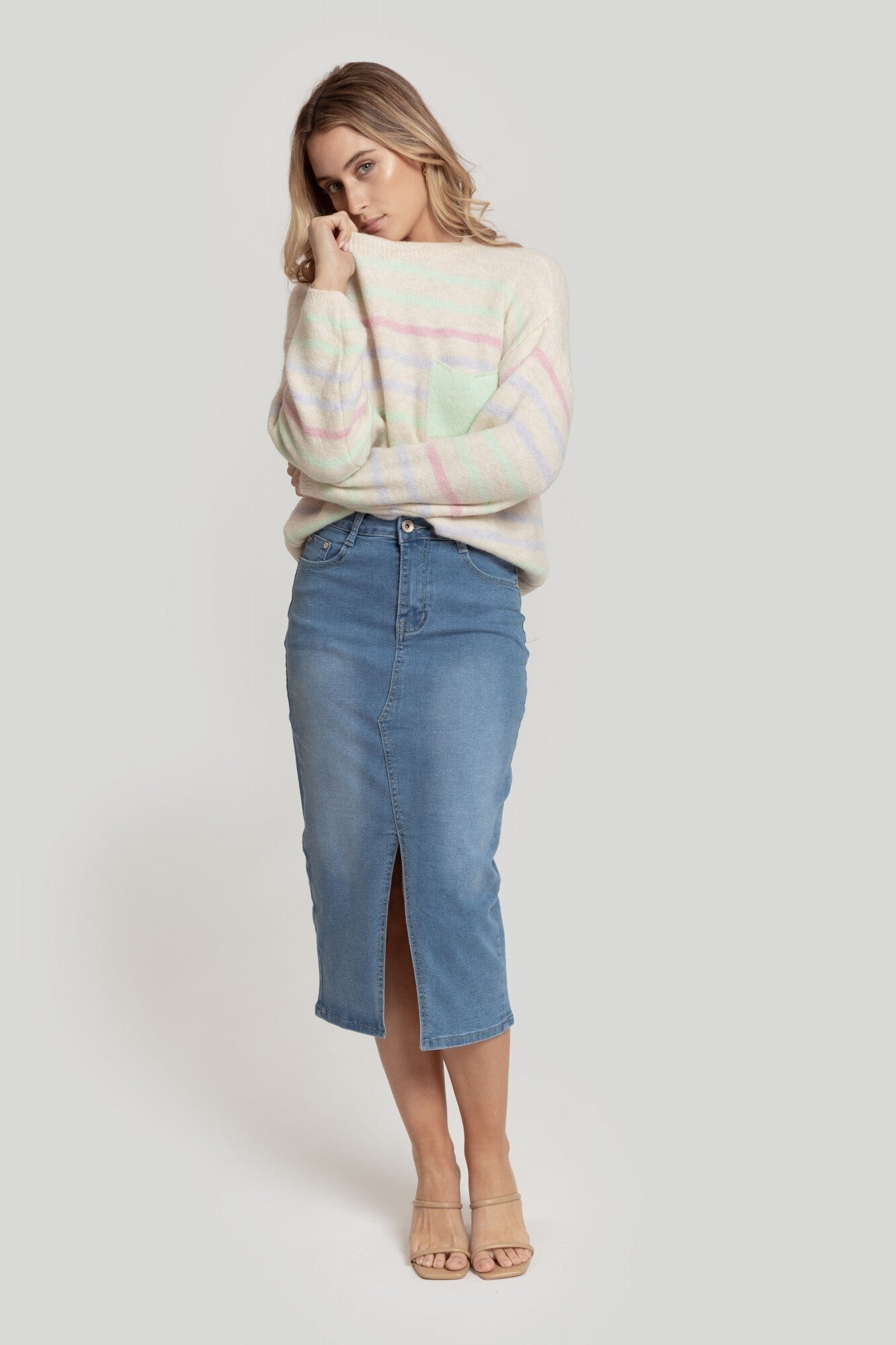 FALDA MIDI- DENIM | ZA boutique falda midi denim