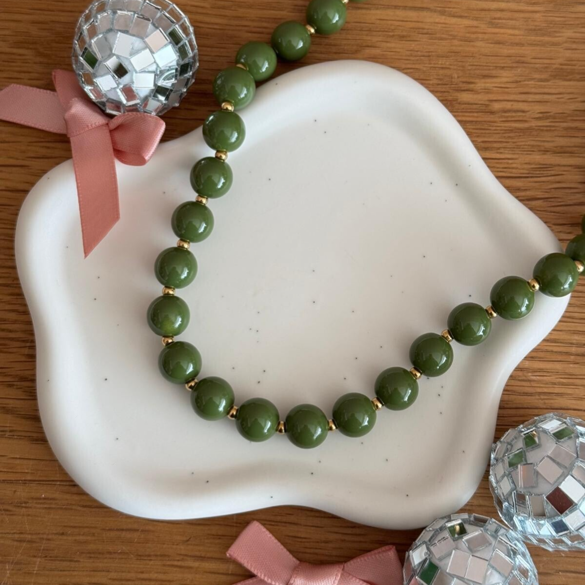 Forest Green Kralenketting - goud