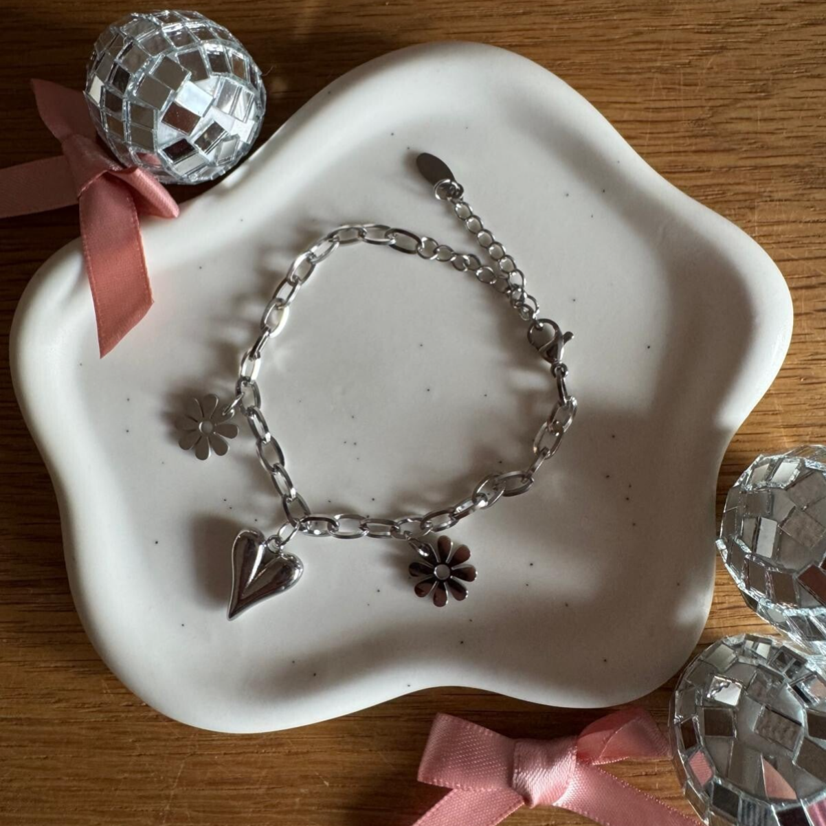 Petal Love Bedelarmband - zilver