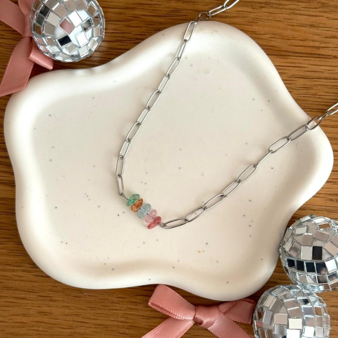 Tiny Rainbow Ketting - zilver