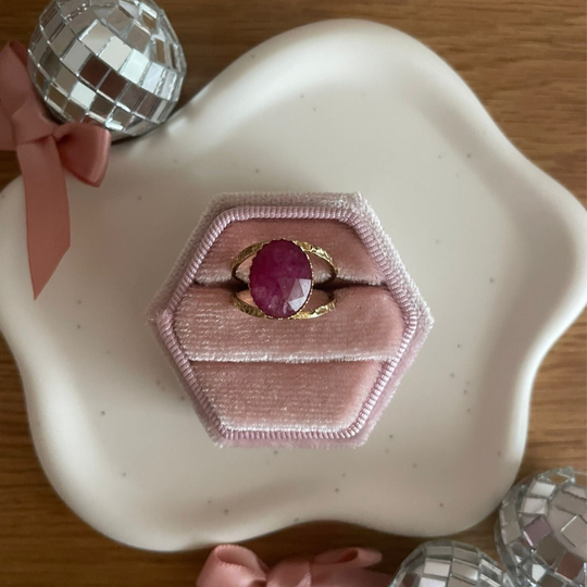 Big Pink Stone Ring - goud