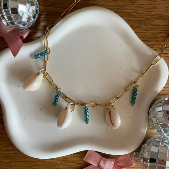 Blue Shell Bedelketting - goud