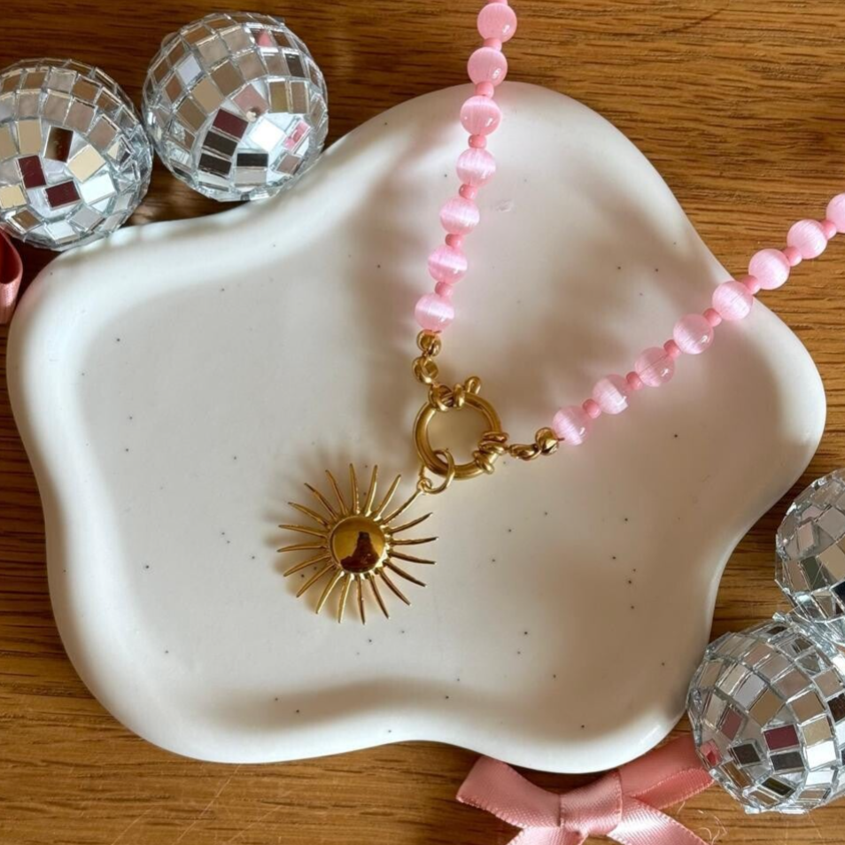 Light Pink Sun Ketting - goud
