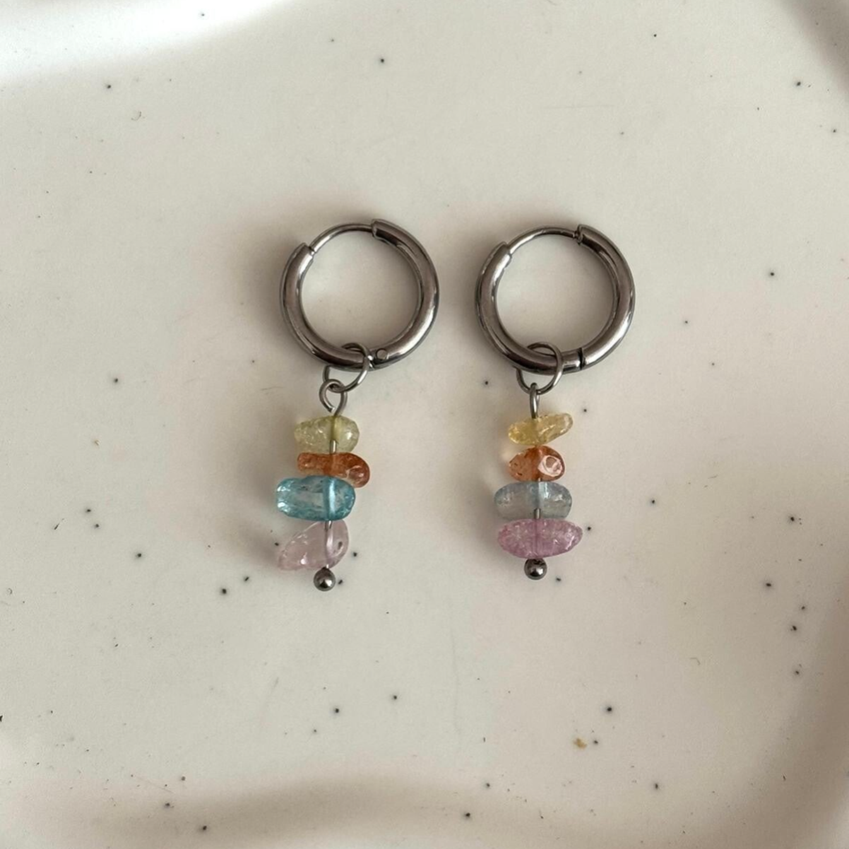 Tiny Rainbow Oorbel - zilver