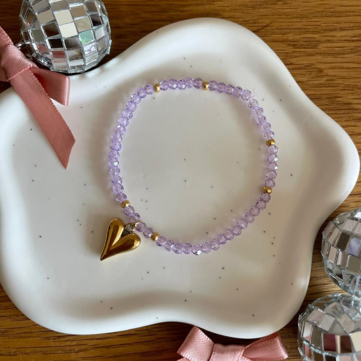 Purple Shiny Kralenarmband - goud