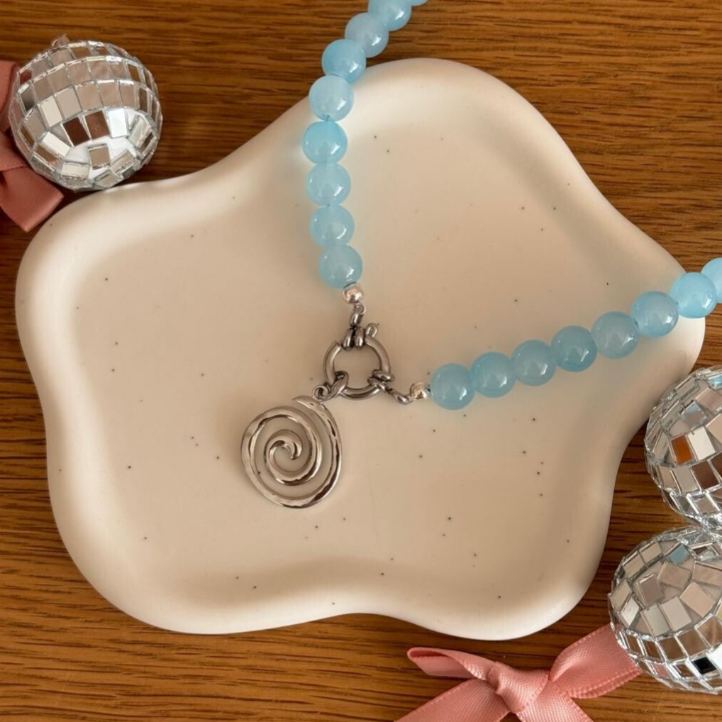 Blue Wave Kralenketting - zilver