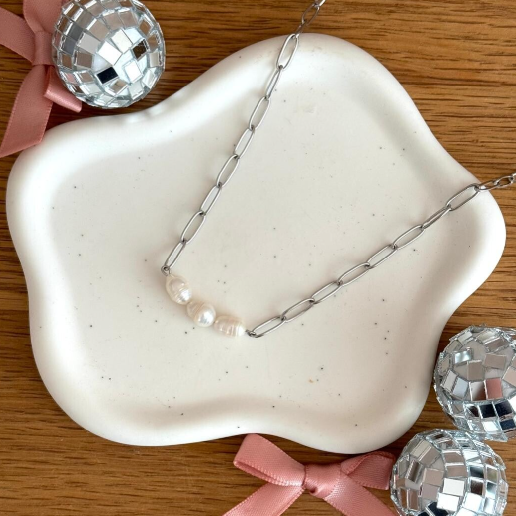 Simple Pearl Ketting - zilver