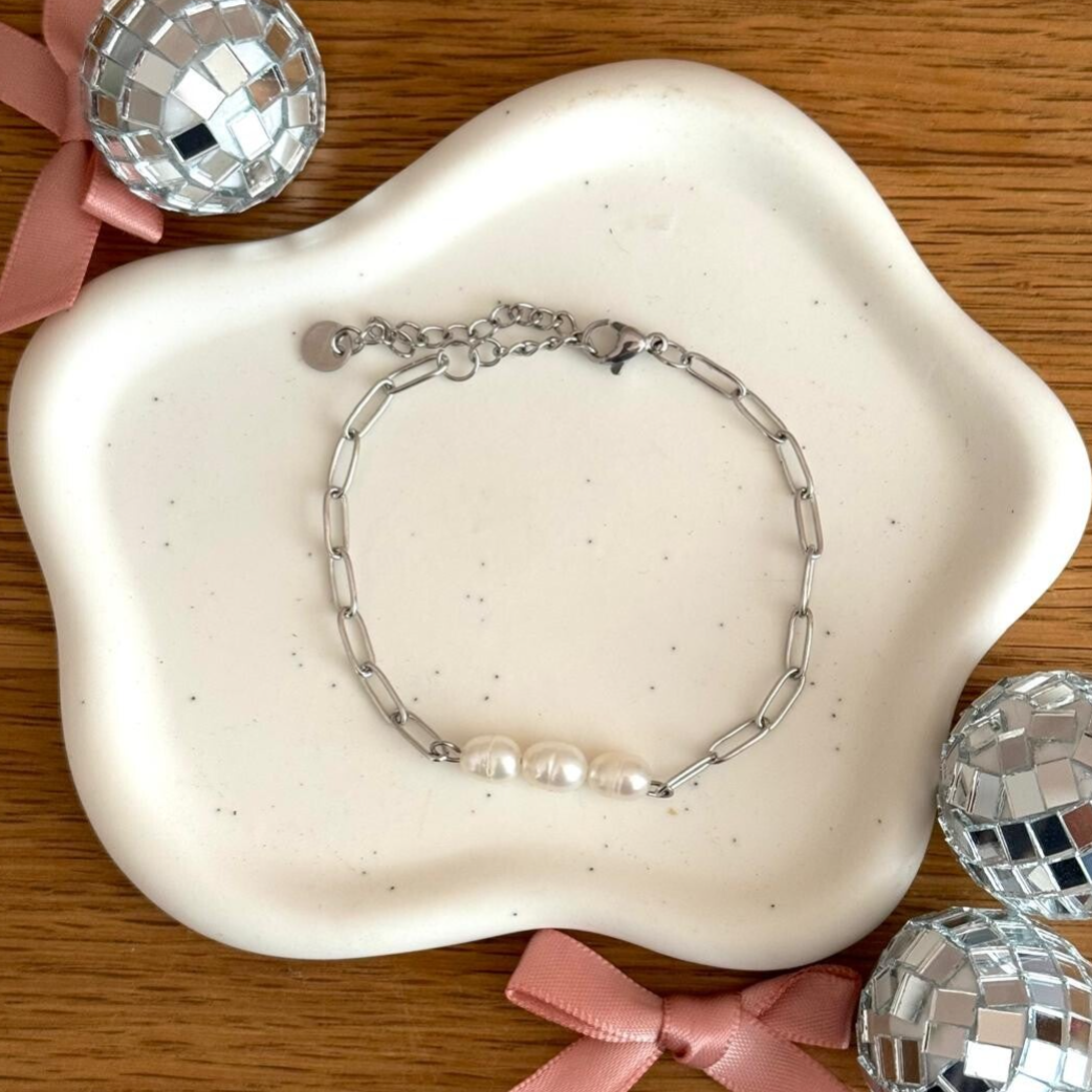 Simple Pearl Armband - zilver