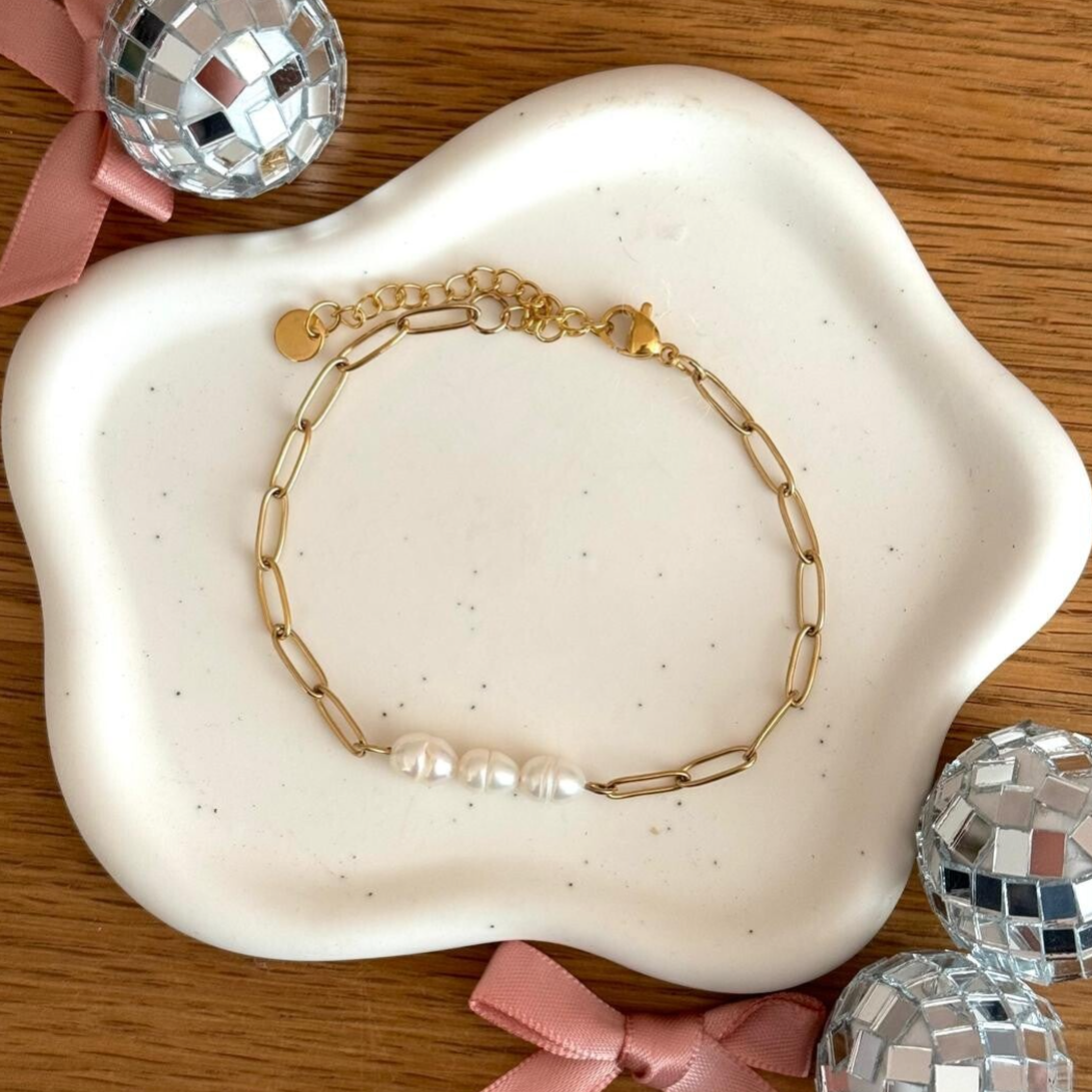Simple Pearl Armband - goud
