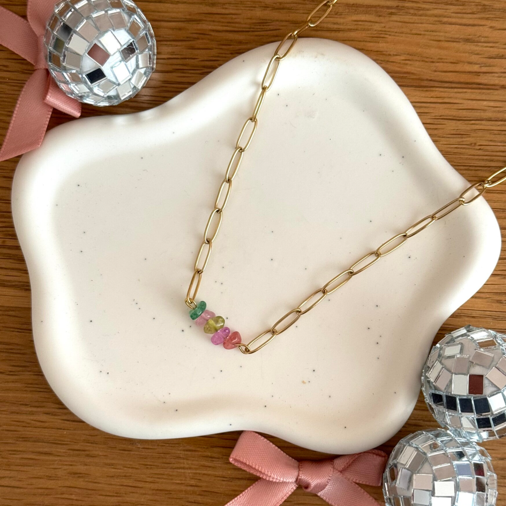 Tiny Rainbow Ketting - goud