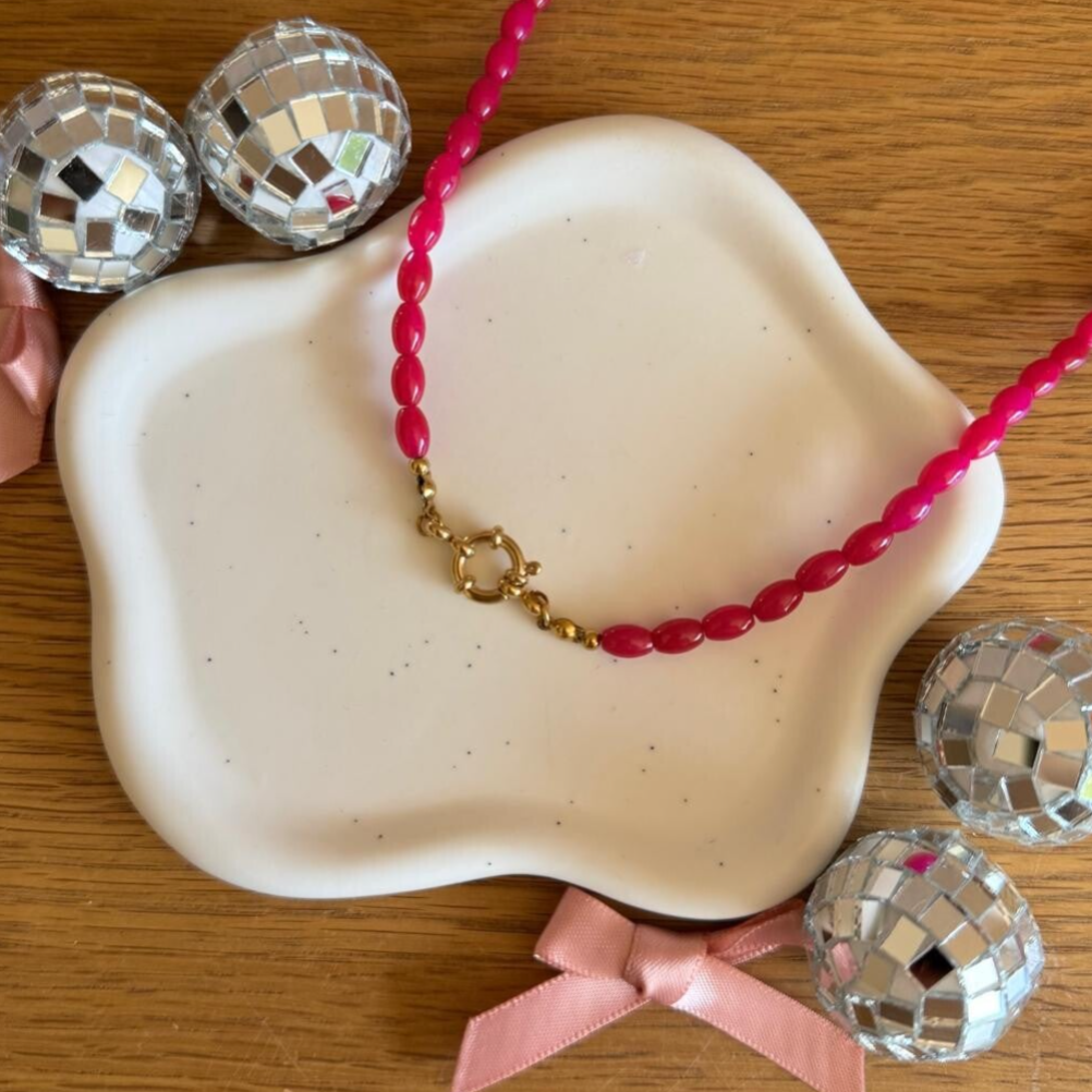 Fuchsia Kralenketting DIY - goud