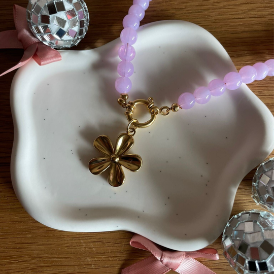 Purple Flower Kralenketting - goud