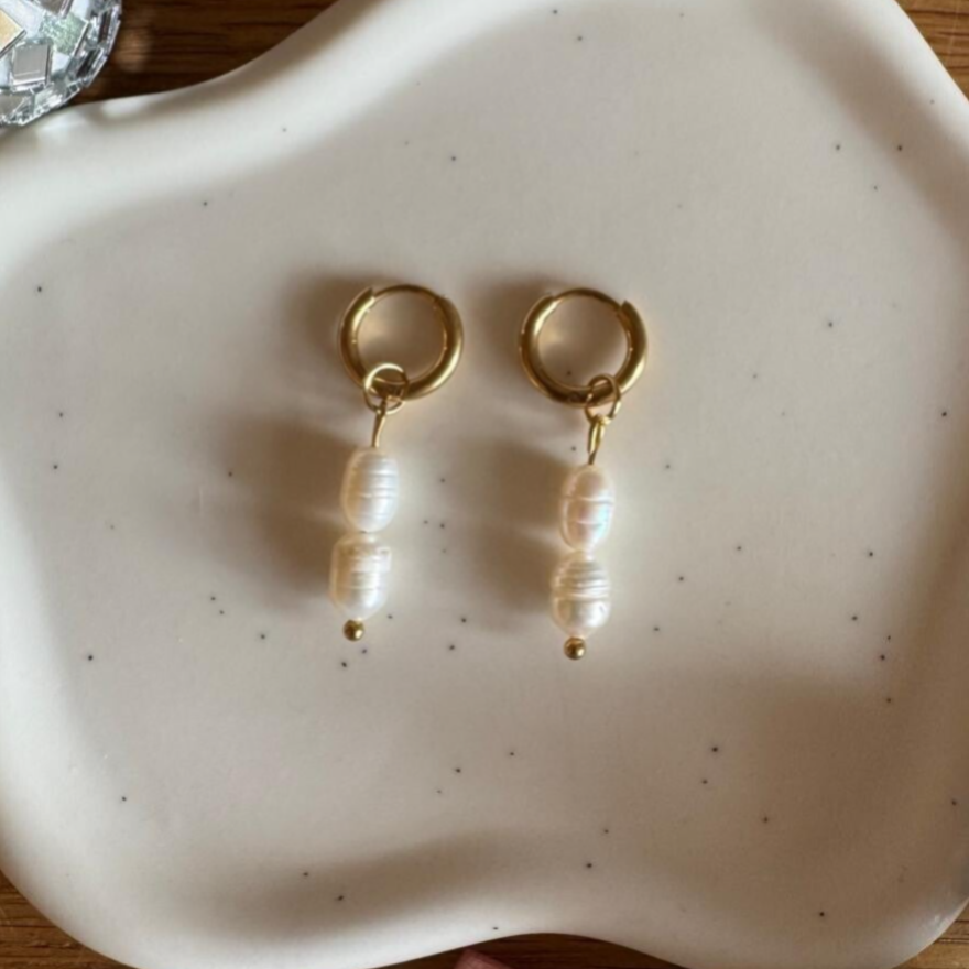 Simple Pearl Oorbel - goud