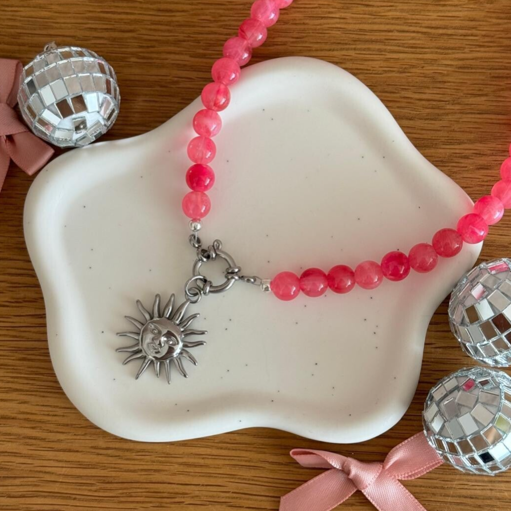 Pink Sun Kralenketting - zilver