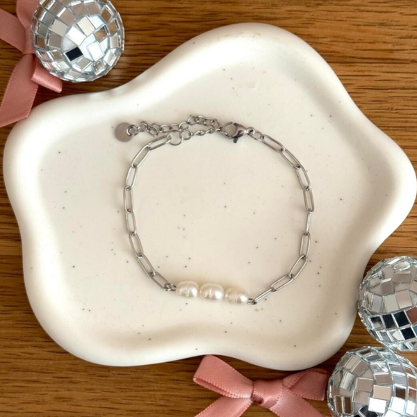 Simple Pearl Armband - zilver