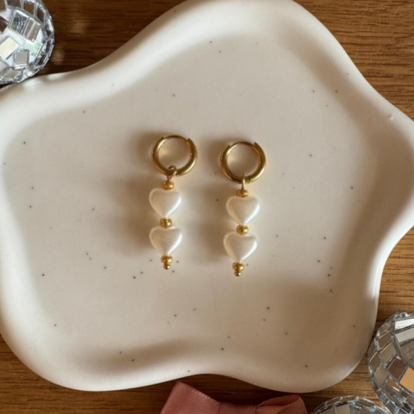 Pearl Heart Oorbel - goud