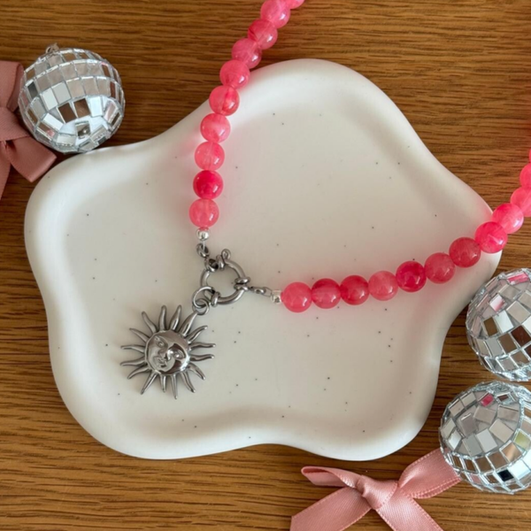 Pink Sun Kralenketting - zilver