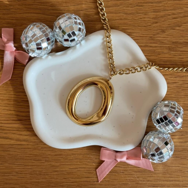 Big Oval Ketting Lang - goud