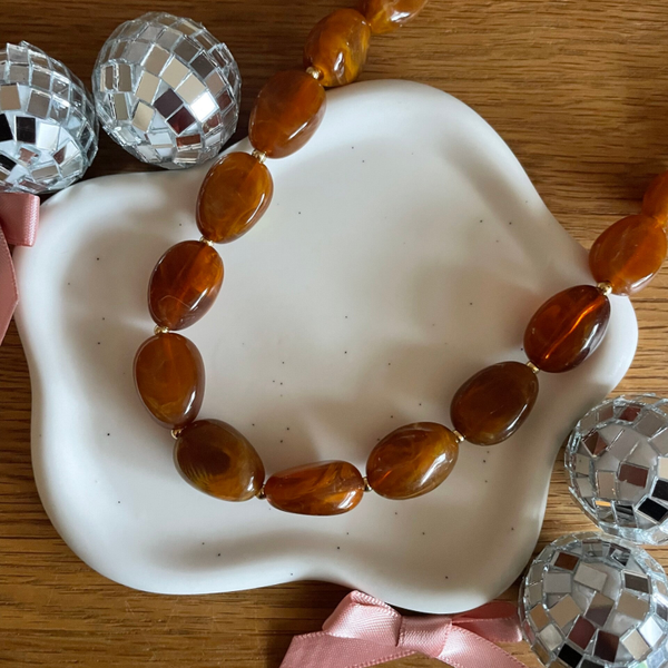 Brown Stone Kralenketting - goud