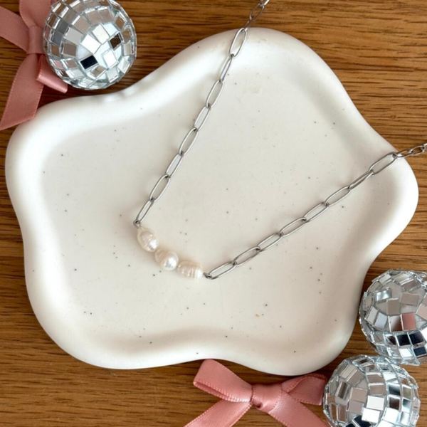 Simple Pearl Ketting - zilver