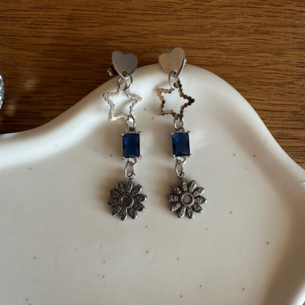 Blue Star Oorbel - zilver