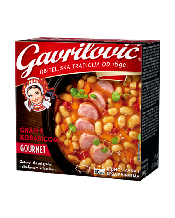 Gavrilovic Bohnen mit geräucherten Gavrilovic Würstchen 300g