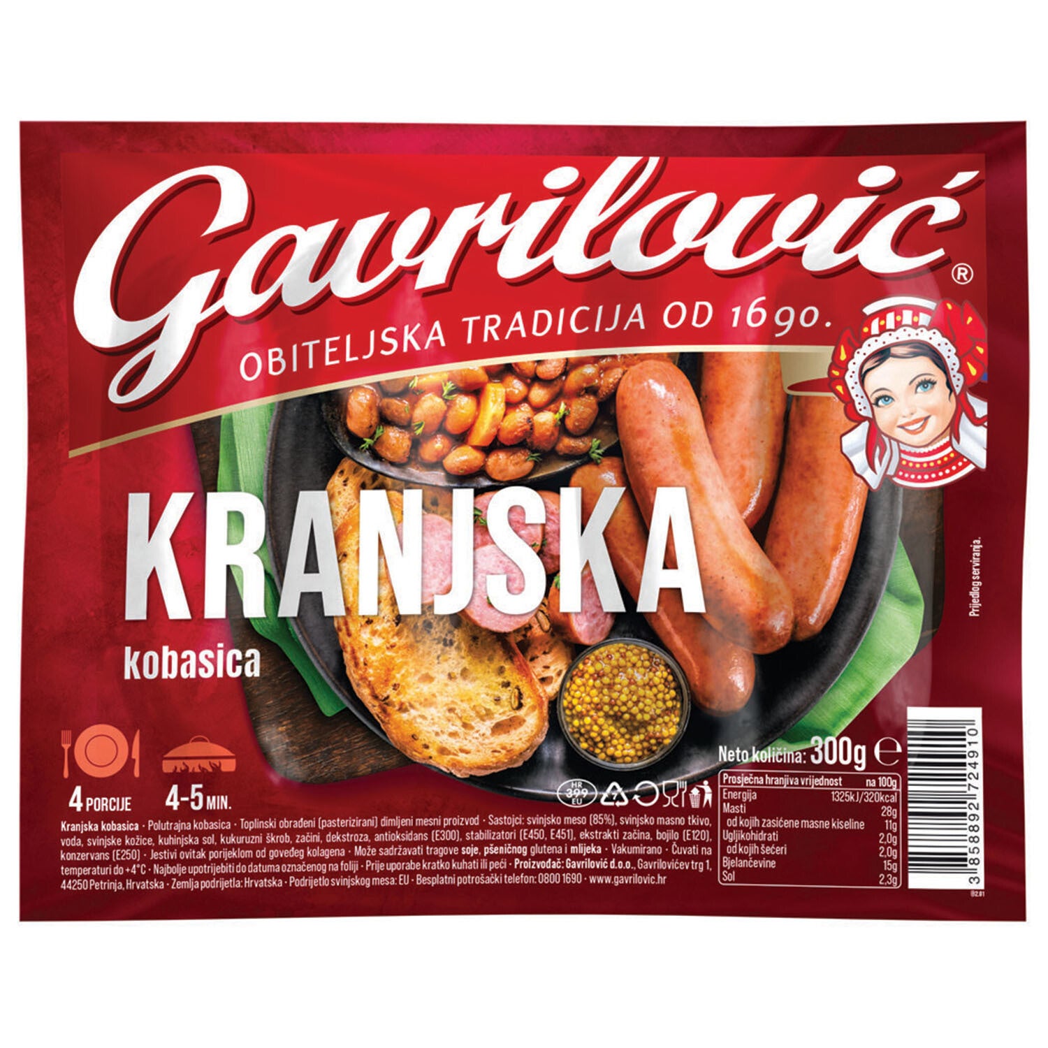 Gavrilovic Kranjska-Wurst 300g