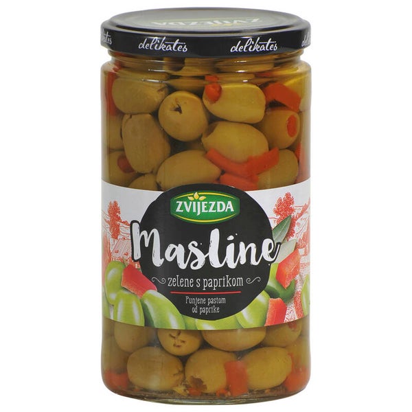 Zvijezda Grüne Oliven mit Paprika 350 g - Masline zelene s Paprikom