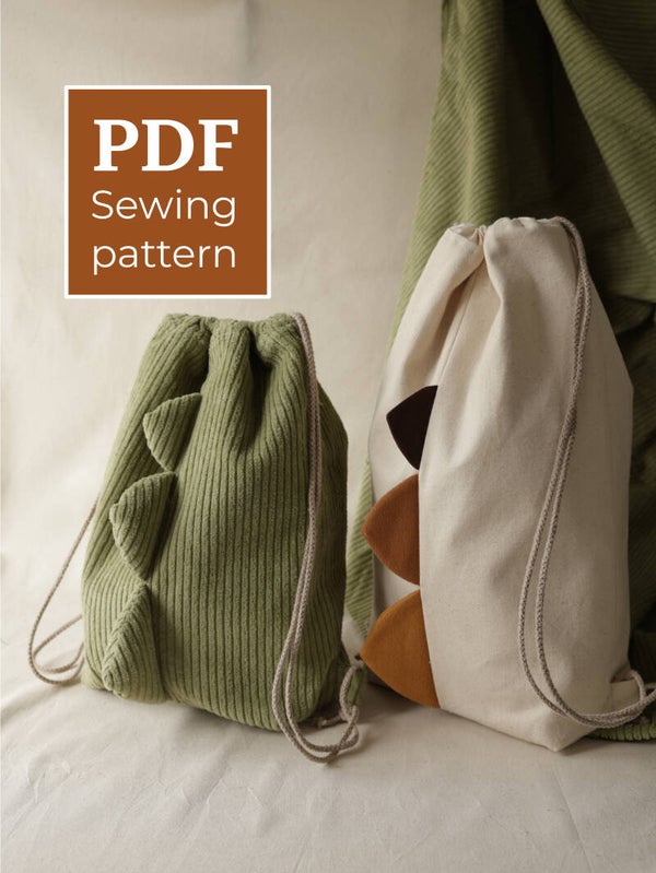 Dinosaur Drawstring Backpack - PDF sewing tutorial
