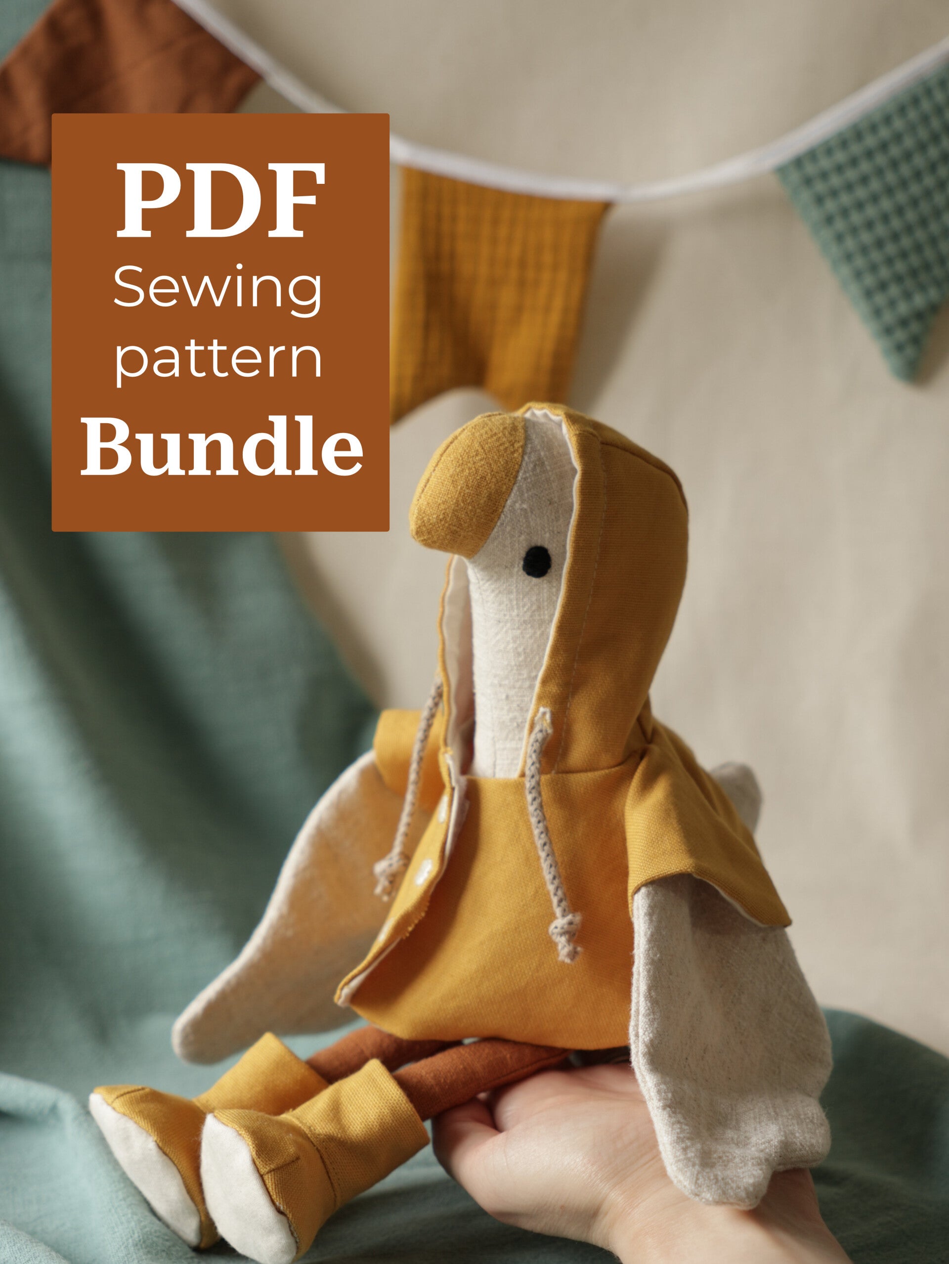 Goose with autumn outfit Bundle - PDF Sewing Pattern & Tutorial