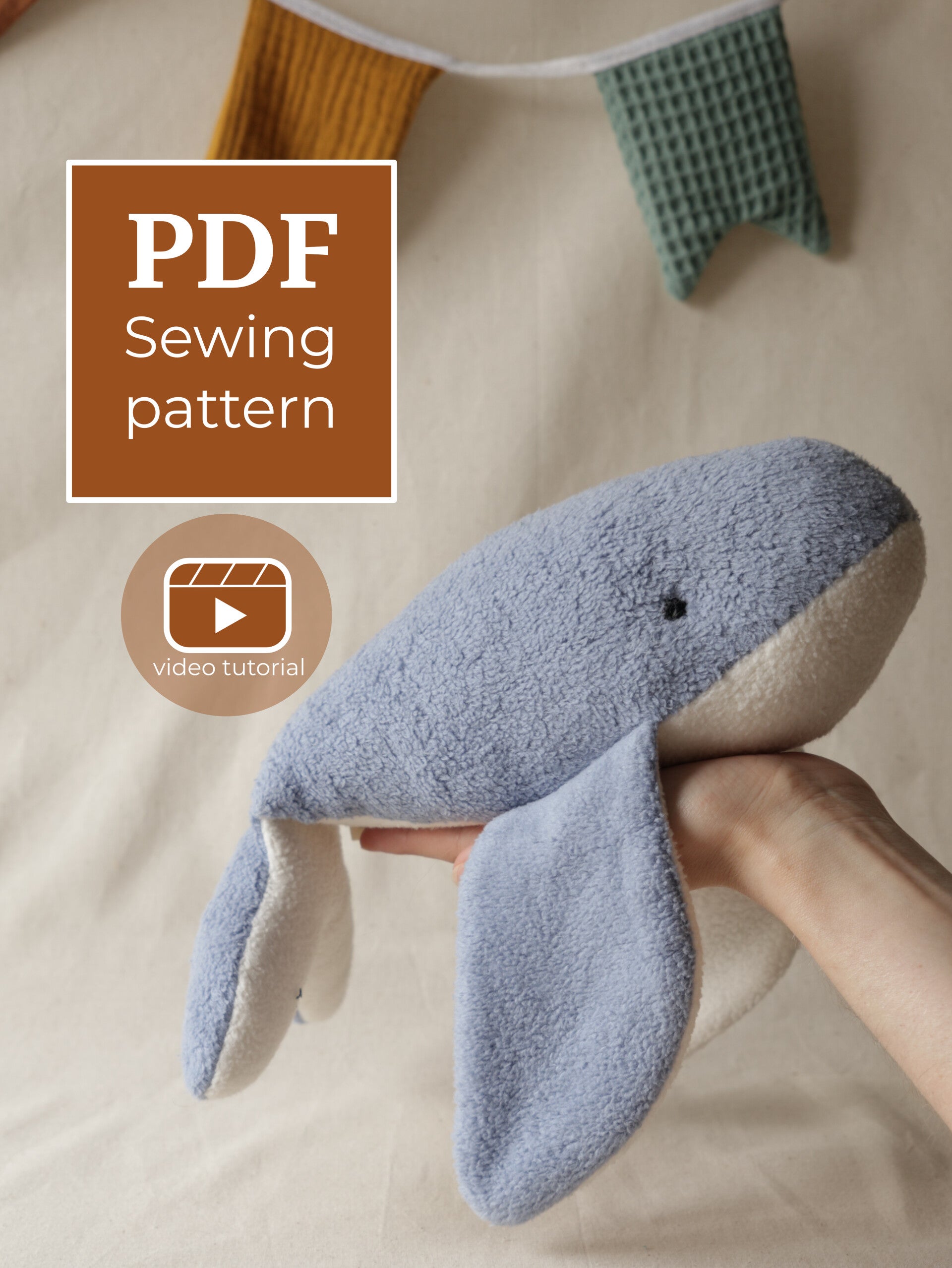 Whale Plush - PDF sewing pattern & tutorial