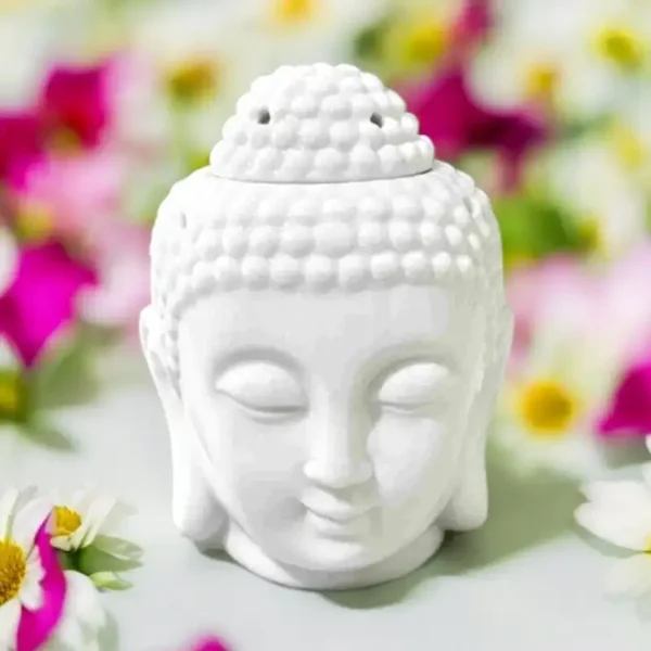Brûleur à huile et parfum Bouddha blanc en Céramique Dhyana