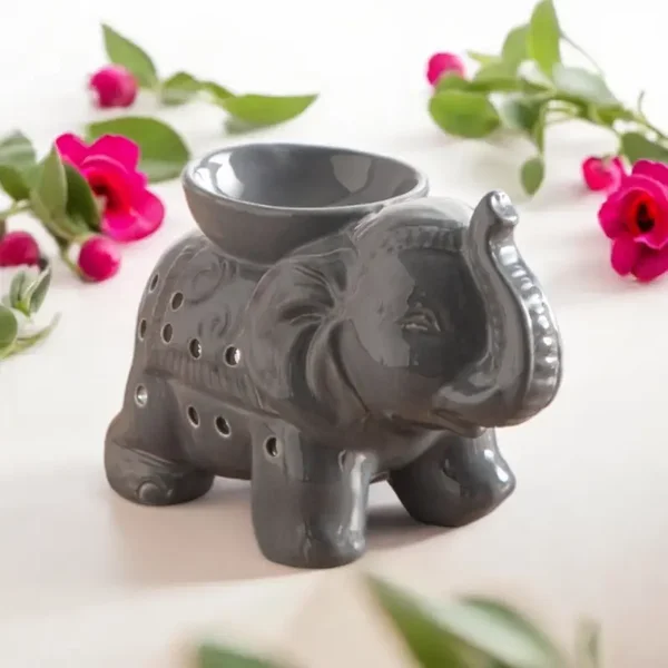 Bruleur huile fondant cire parfumée éléphant Tandor gris