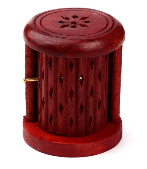 Brûleur d'Encens tonneau avec porte en Bois de manguier