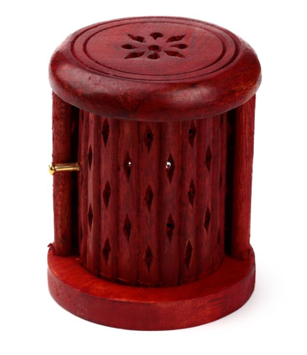 Brûleur d'Encens tonneau avec porte en Bois de manguier