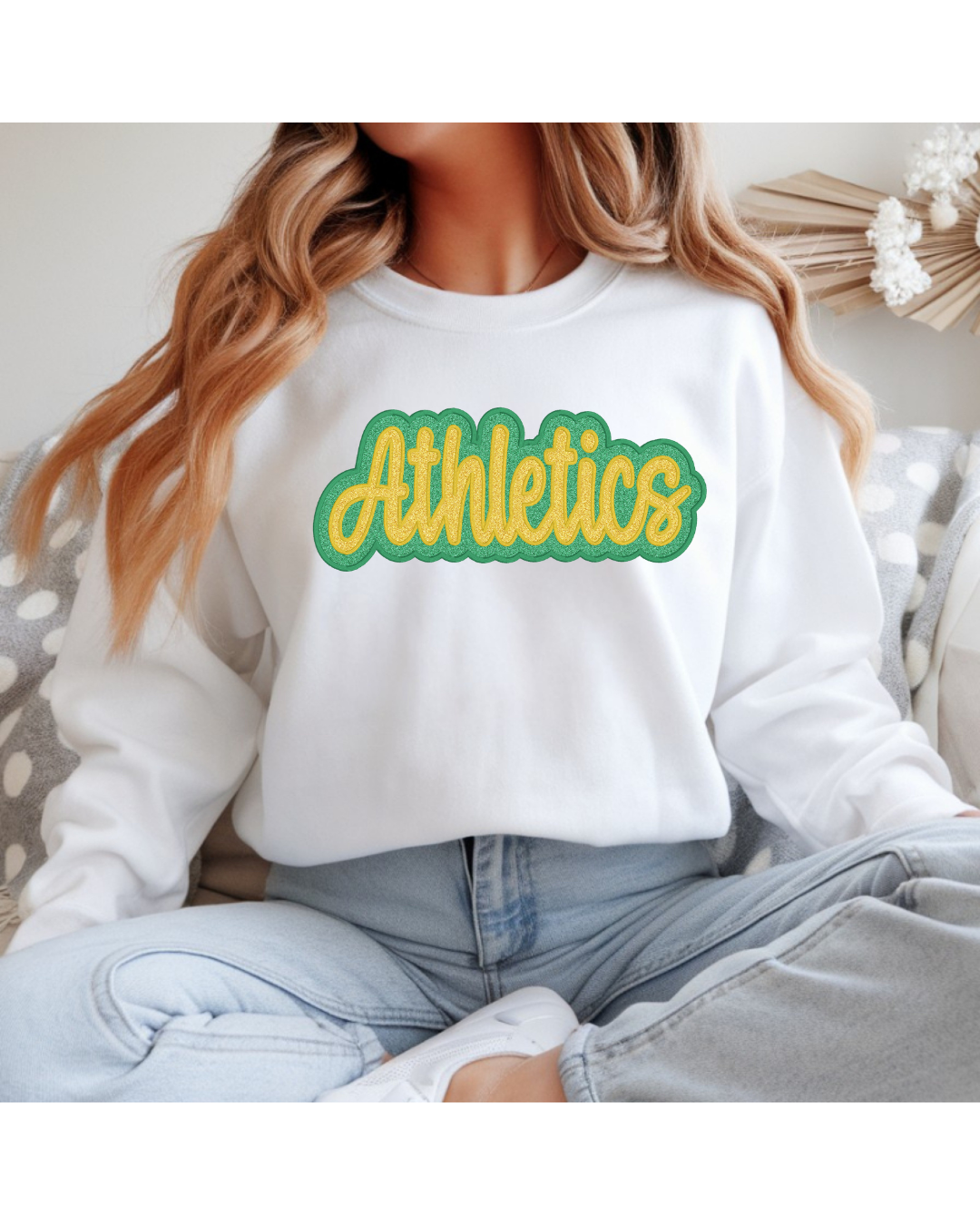 ATHLETICS-Glitter Applique Crewneck Sweatshirt