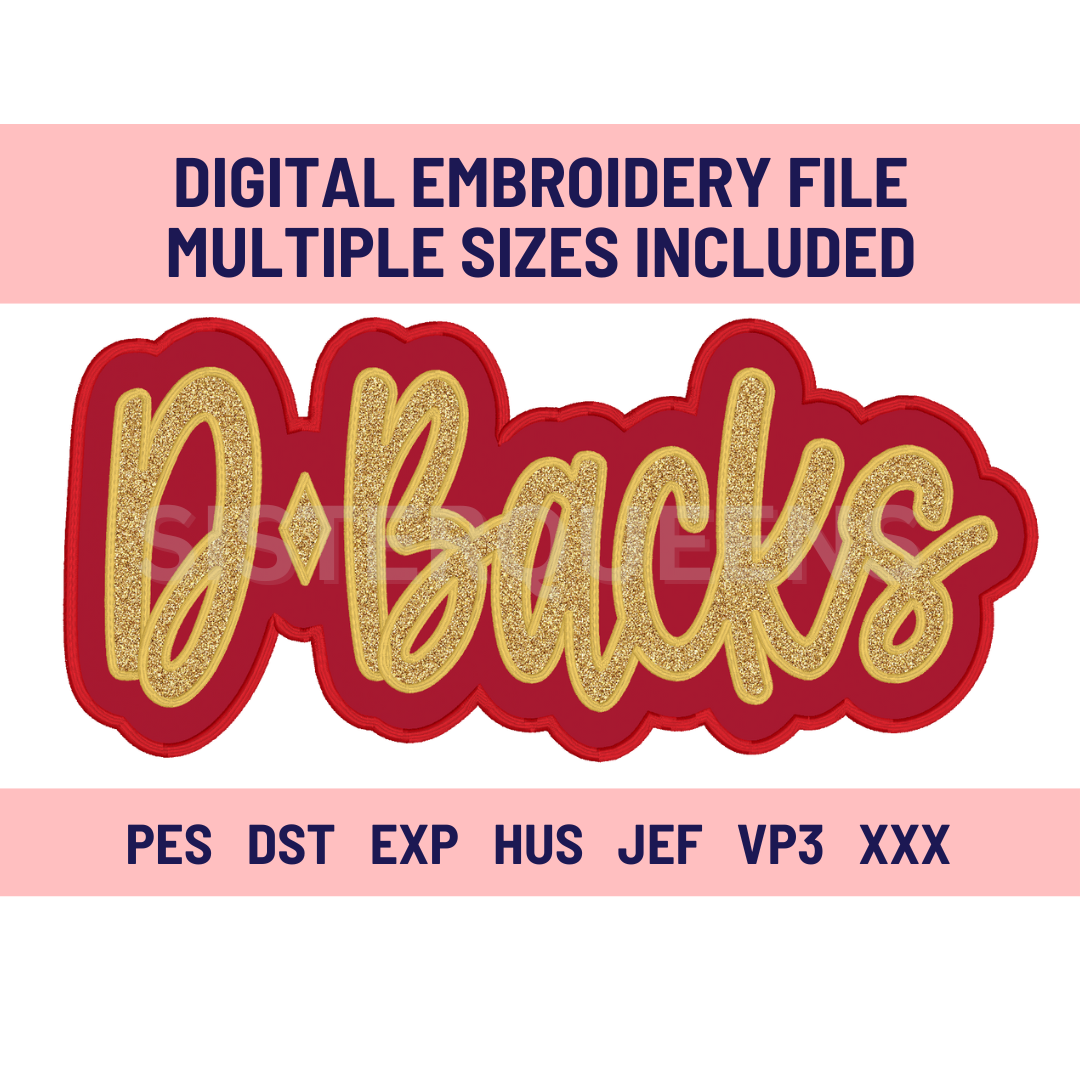 D BACKS-Digital Embroidery Applique file-Double Stacked for use with HTV