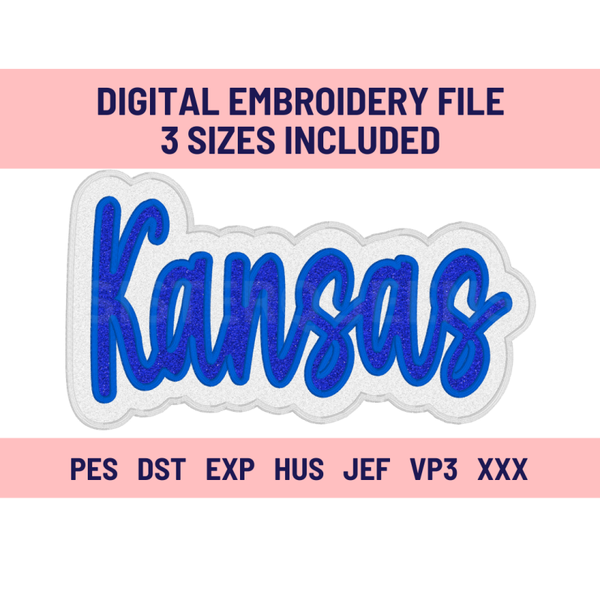 KANSAS-Digital Embroidery Applique file-Double Stacked for use with HTV