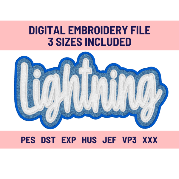 LIGHTNING-Digital Embroidery Applique file-Double Stacked for use with HTV