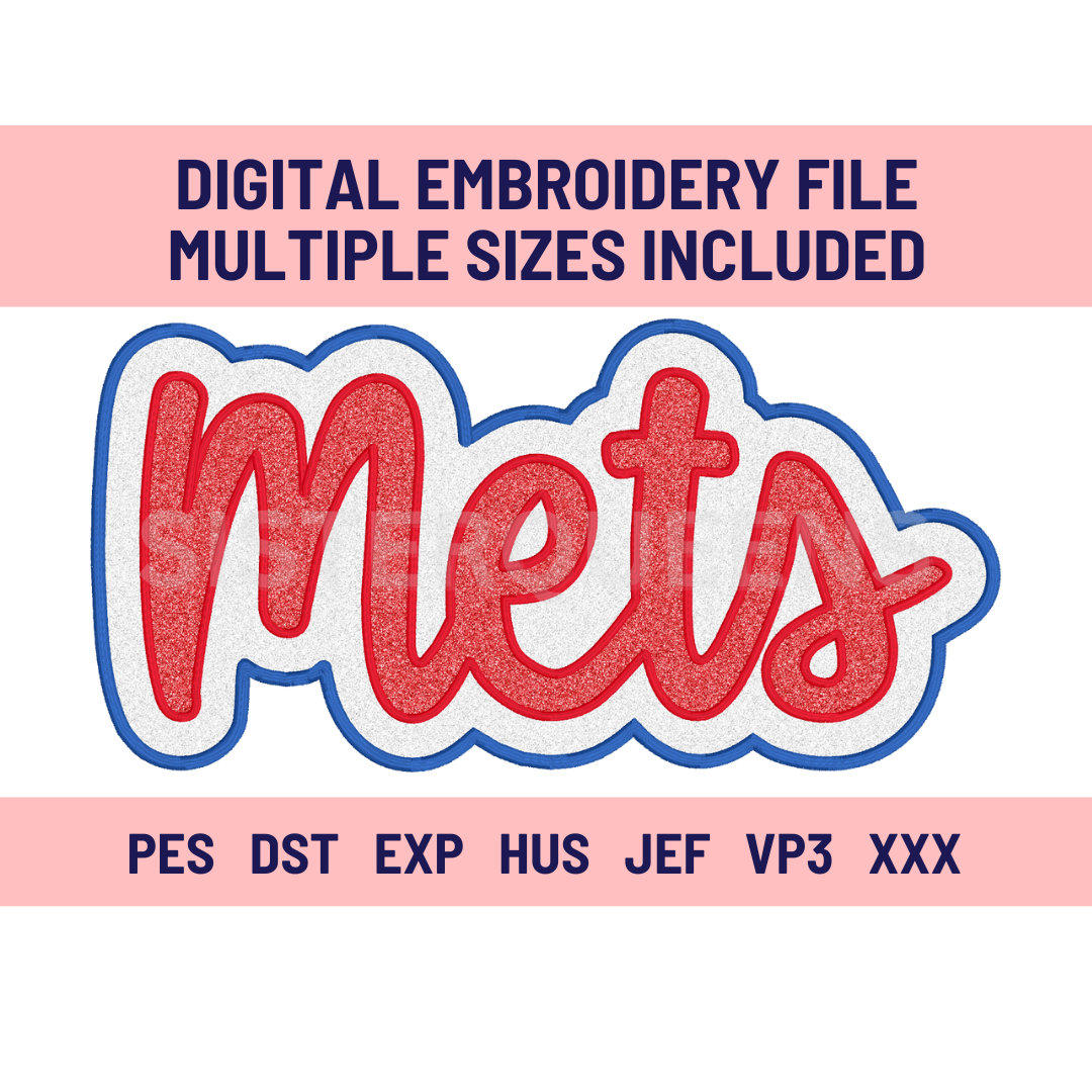 METS-Digital Embroidery Applique file-Double Stacked for use with HTV