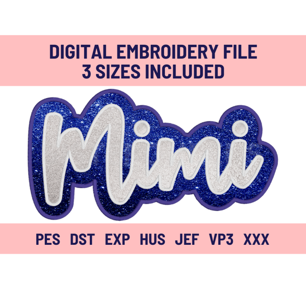 MIMI-Digital Embroidery Applique file-Double Stacked for use with HTV