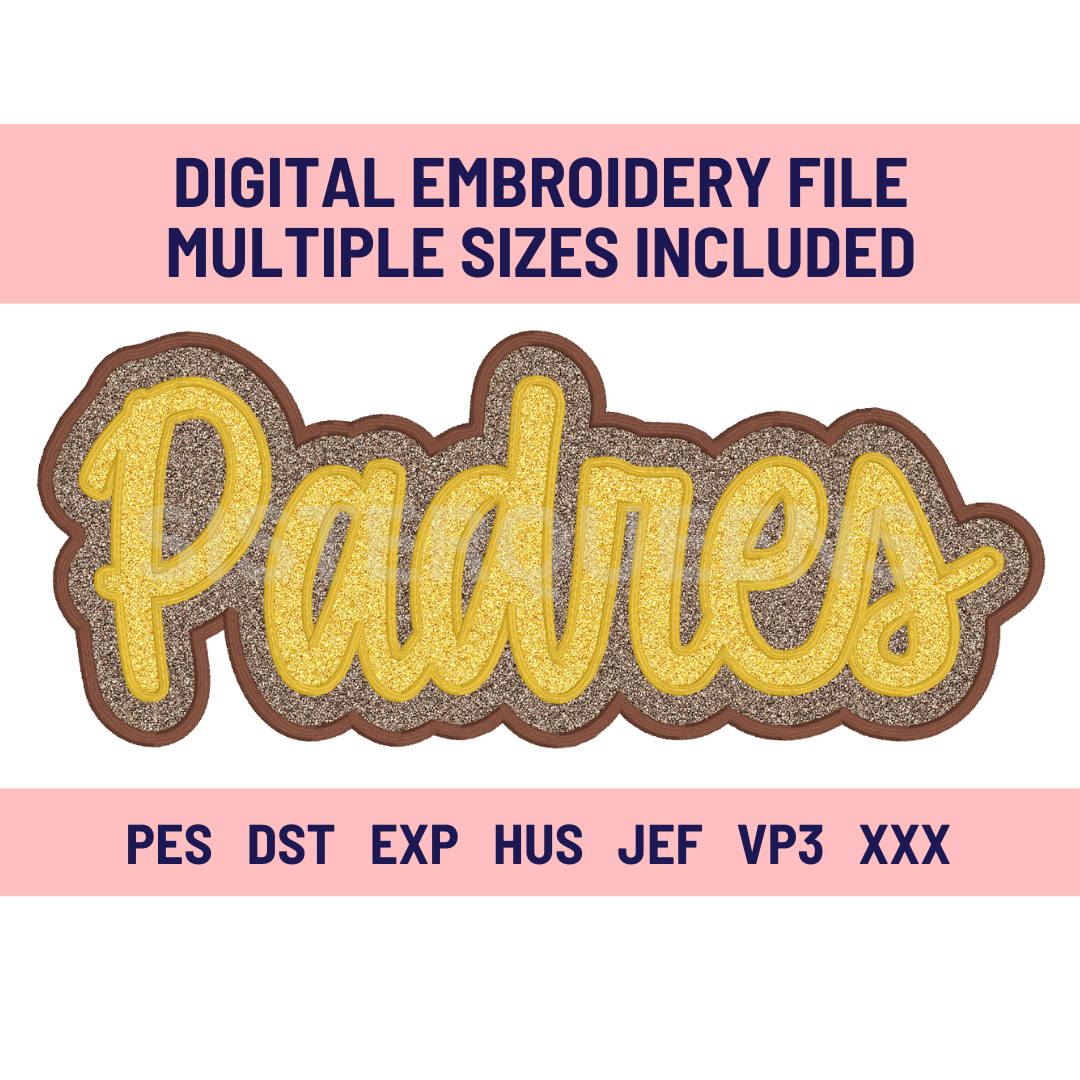 PADRES-Digital Embroidery Applique file-Double Stacked for use with HTV