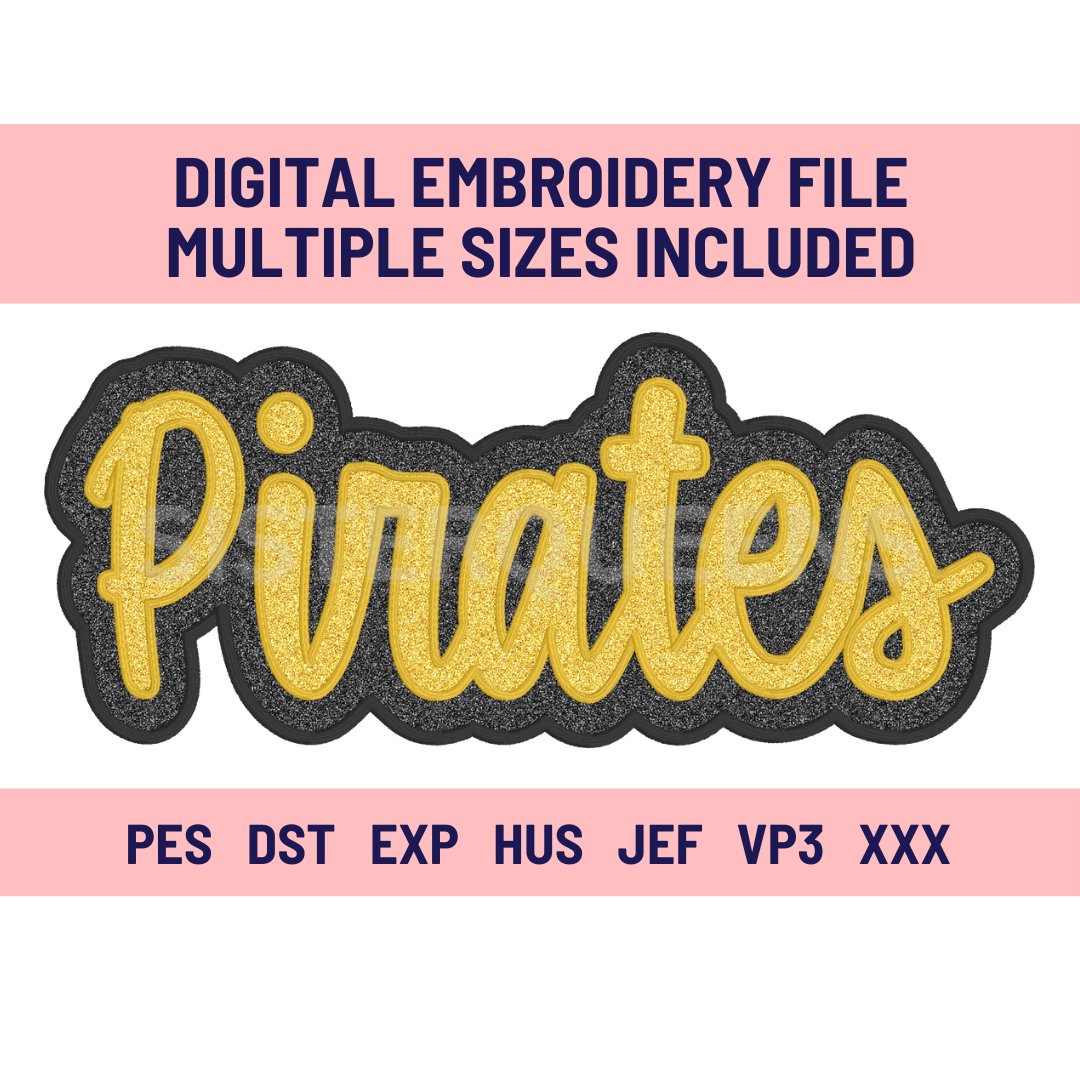 PIRATES-Digital Embroidery Applique file-Double Stacked for use with HTV