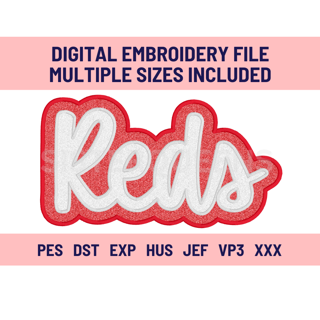 REDS-Digital Embroidery Applique file-Double Stacked for use with HTV